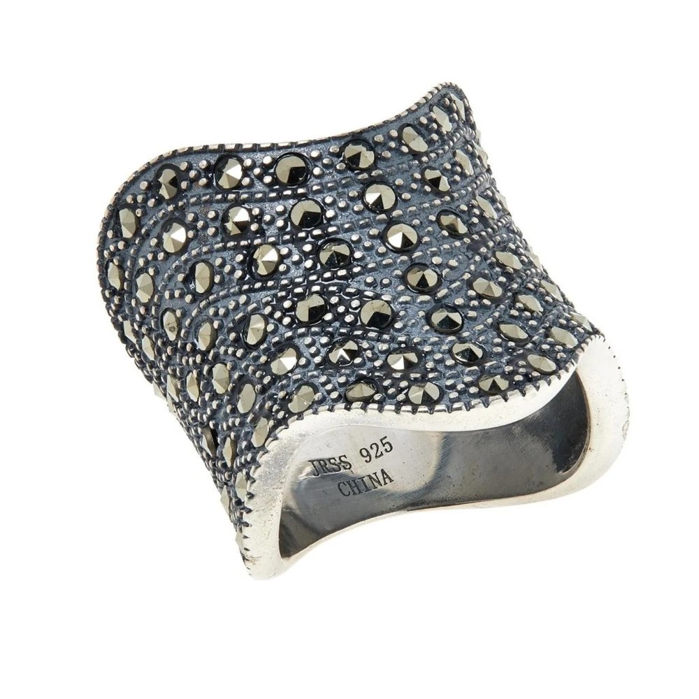 Colleen Lopez Sterling Silver Marcasite Wave Ring